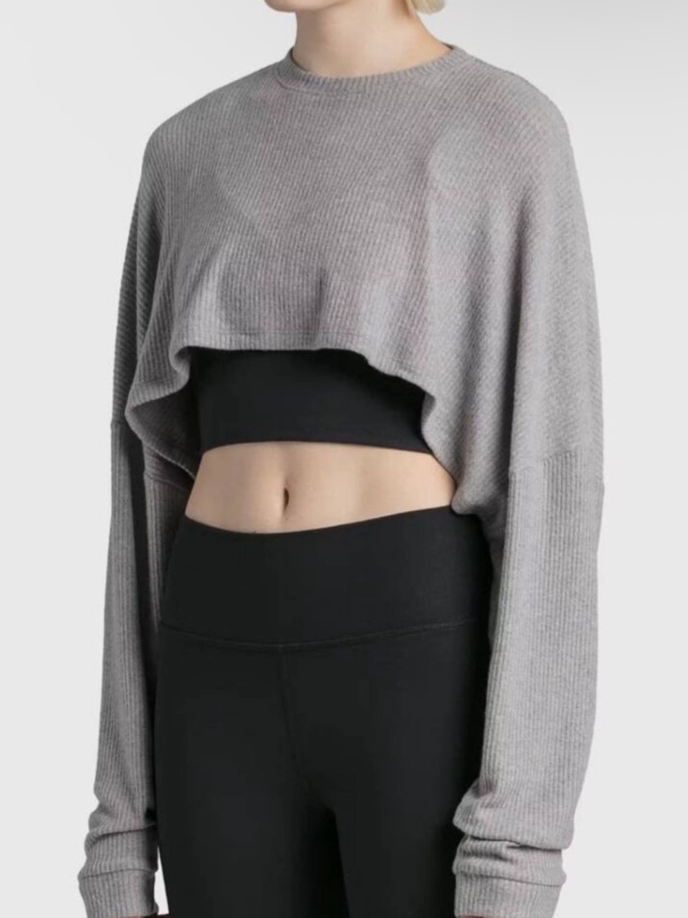 Joah Brown Cropped Ribbed Long-Sleeve